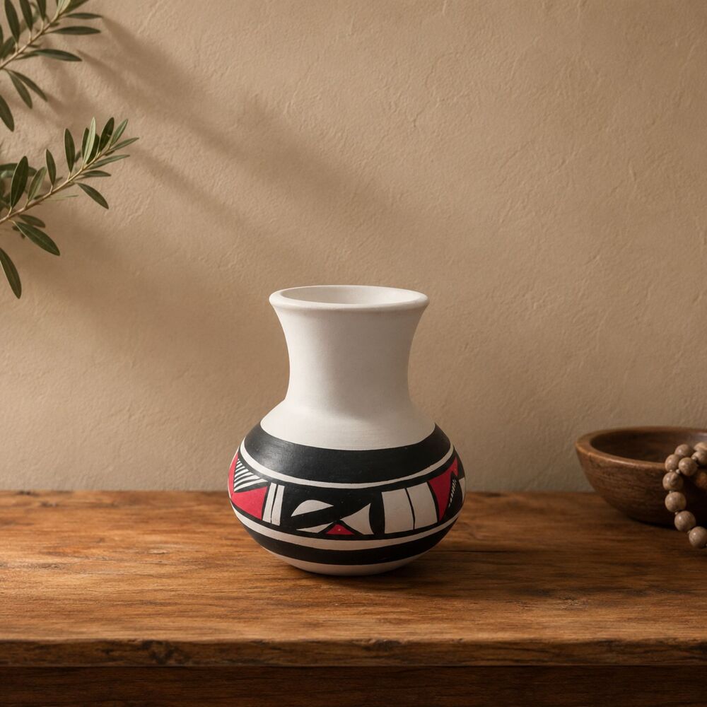 R. Galvan Handmade Mexican Art Vase Slip Polychrome Vessel Jar